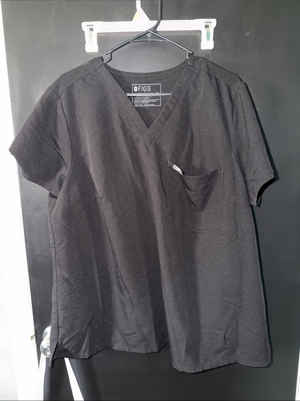 Figs Black V-Neck Short Sleeve Medical Top